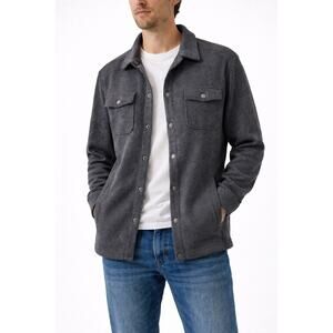 Tommy Bahama Men’s XXL Textured Knit Snap Front Shirt Jacket Gray Marlin Logo